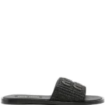 Miu Miu Raffia-effect woven Black slides