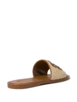 Miu Miu Raffia-effect woven Beig slides - Image 2
