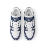 Louis Vuitton LV Trainer Monogram Denim White Blue - Image 3