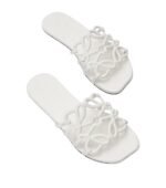 Loewe Petal Anagram slide white in soft calfskin - Image 3