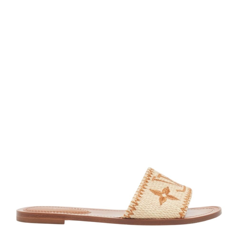 Photoroom_20250927_105003.jpg Louis Vuittonx Brown/Beige Raffia Lock It Slides - Image 1