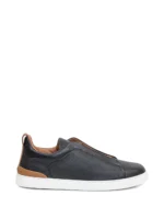 Zegna BLACK DEERSKIN TRIPLE STITCH SNEAKERS