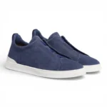 Zegna UTILITY BLUE SUEDE TRIPLE STITCH SNEAKERS - Image 2
