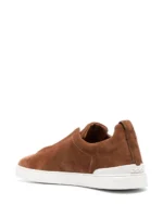 Zegna Dark Beige Suede Triple Stitch Sneakers - Image 3