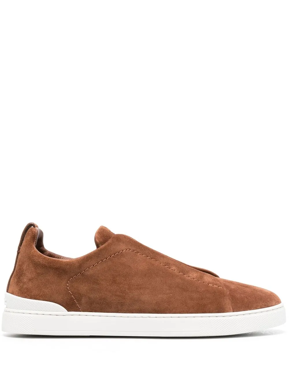 18913836_41338637_1000.jpg.webp Zegna Dark Beige Suede Triple Stitch Sneakers - Image 1