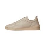 Zegna Beige Suede Triple Stitch Sneakers - Image 3