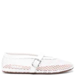 Alaïa Ballet Flats In Fishnet Optical White