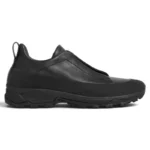 Zegna Dark Black Leather And Suede Triple Stitc Monte Sneakers