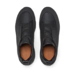 Zegna Dark Black Leather And Suede Triple Stitc Monte Sneakers - Image 3