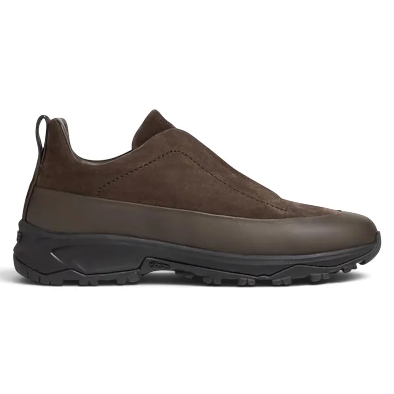 IMG_5232.jpeg.webp Zegna Dark Brown Leather And Suede Triple Stitc Monte Sneakers - Image 1
