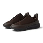 Zegna Dark Brown Leather And Suede Triple Stitc Monte Sneakers - Image 2