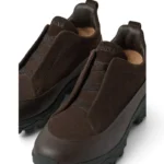 Zegna Dark Brown Leather And Suede Triple Stitc Monte Sneakers - Image 4