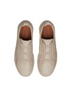 Zegna Beige Suede Triple Stitch Sneakers - Image 4