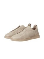 Zegna Beige Suede Triple Stitch Sneakers - Image 2