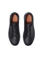 Zegna black leather triple stitch sneakers - Image 3
