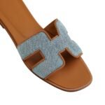 Hermes Oran Sandal Bleu Clair / Naturel - Image 4