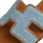 Hermes Oran Sandal Bleu Clair / Naturel - Image 5