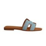Hermes Oran Sandal Bleu Clair / Naturel