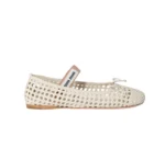 Miu Miu Woven Nappa Leather Ballerinas Gold