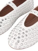 Alaïa Crystal-embellished suede ballet flats White - Image 3