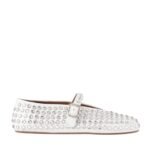 Alaïa Crystal-embellished suede ballet flats White