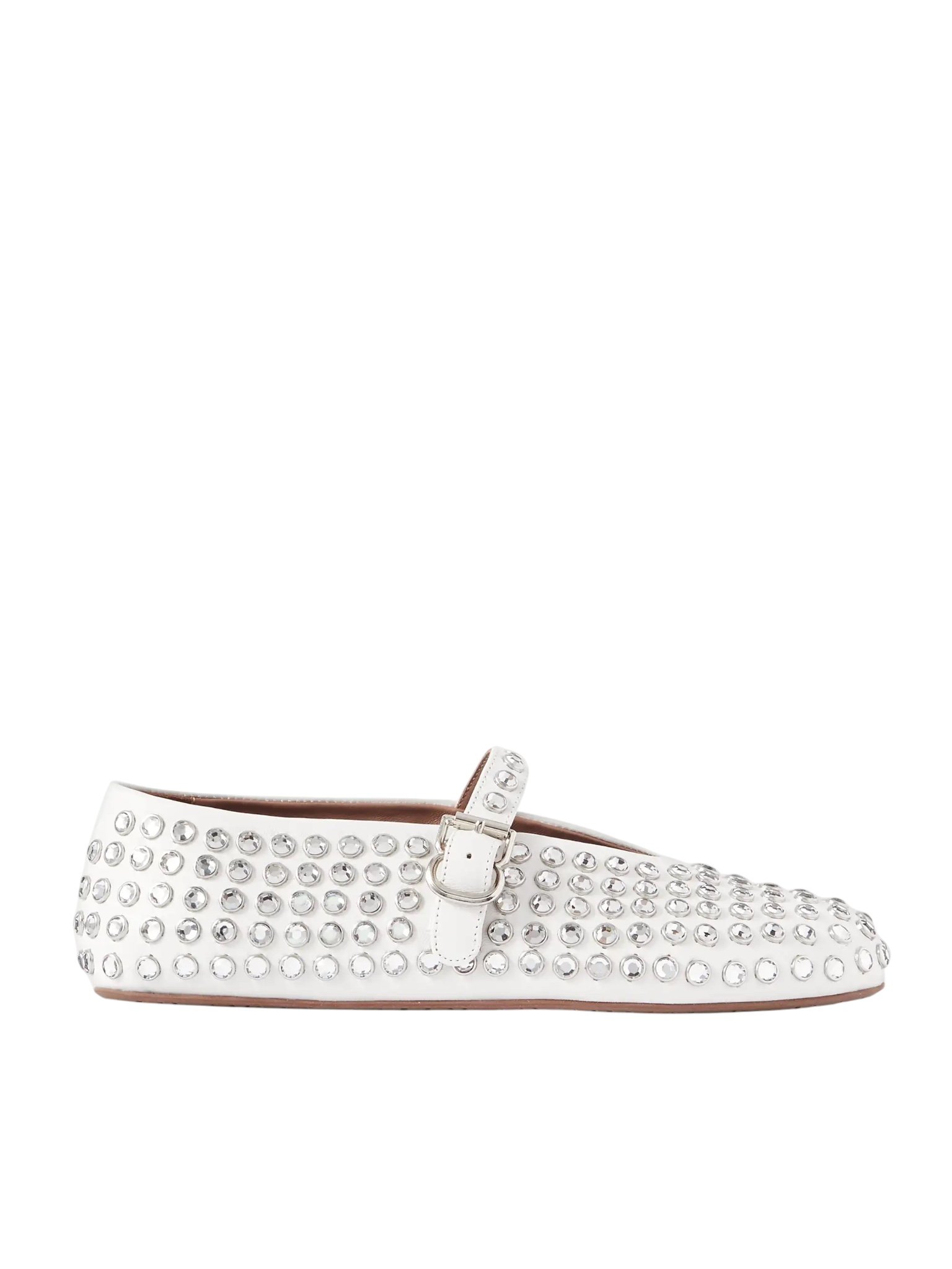 w2000_q60.jpg-2.jpg Alaïa Crystal-embellished suede ballet flats White - Image 1