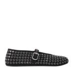 Alaïa Crystal-embellished suede ballet flats Black